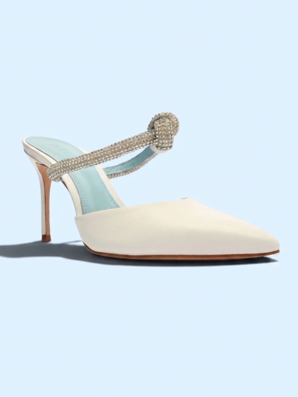 Schutz BHLDN Pearl Nappa Leather 7.5 & 9  Silver Pointed Toe Wedding Mule Heels